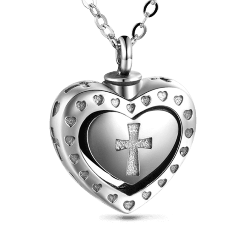 Heart & Cross Necklace For Ashes